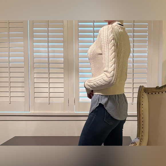 Veronica Beard cable knit mixed media sweater - Picture 6 of 14